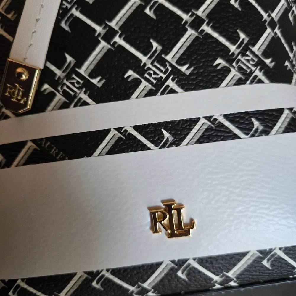 Lauren Ralph Lauren Heritage Debby II Drawstring Bag Black/White